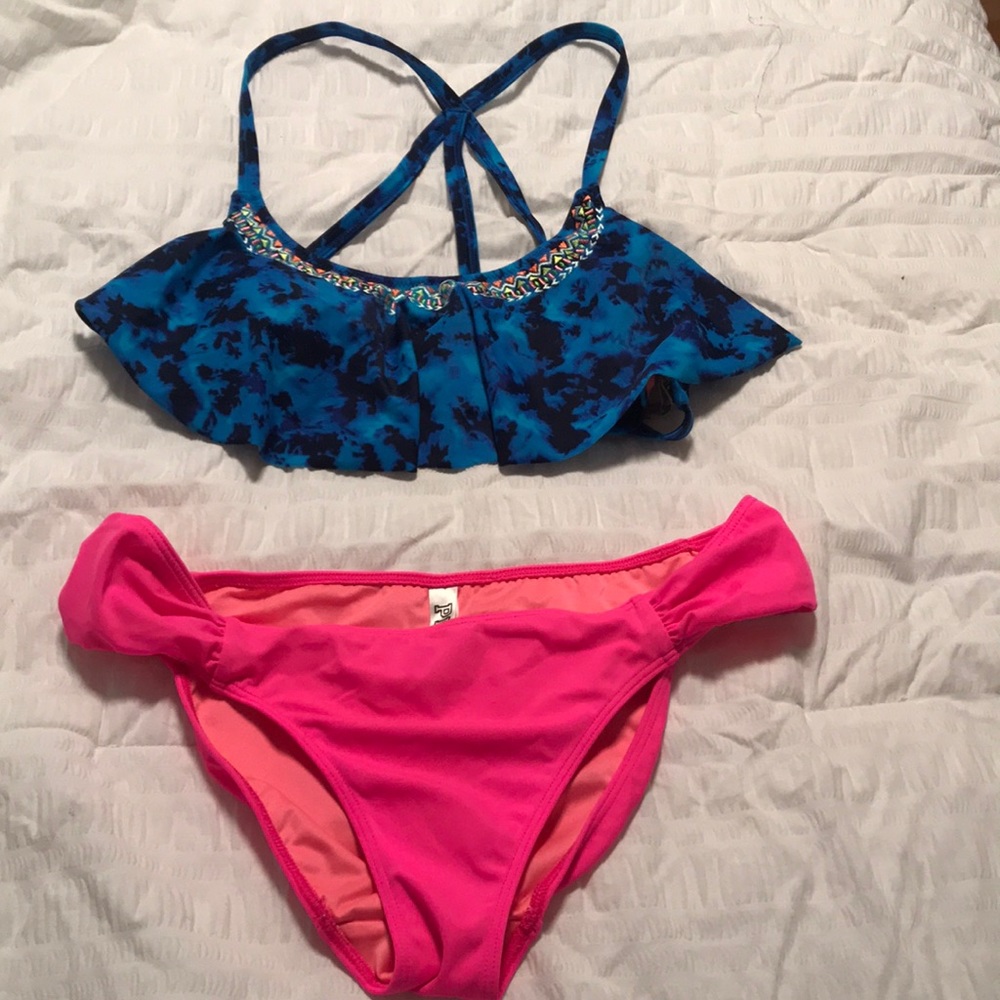 PINK two piece cris cross straps